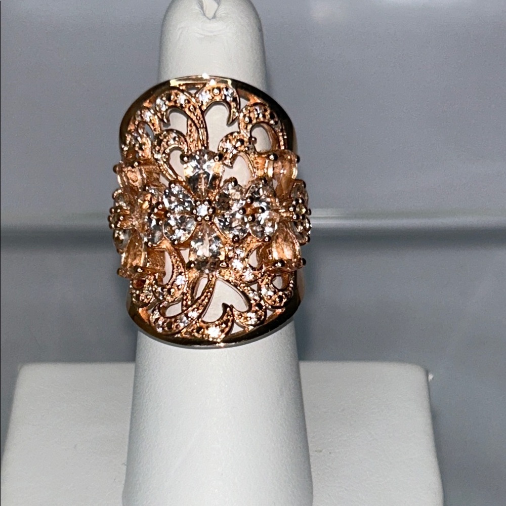 NWOT Genuine Morganite Rose Gold Pt Sterling Silver Chuck Clemency Designer Ring